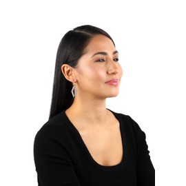 American West Jewelry Sterling Silver and Geometric Shape Black Agate Gemstone Lever Back Earrings