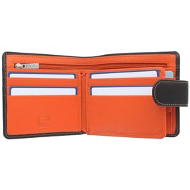 Mala Hudson Collection Leather Bi Fold Wallet Tab Closure RFID Blocking 1032_66 Brown/Orange