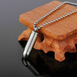 Unbranded Steel Bullet Urn Pendant Cremation Ash Memorial Jewelry Necklace for Men Women