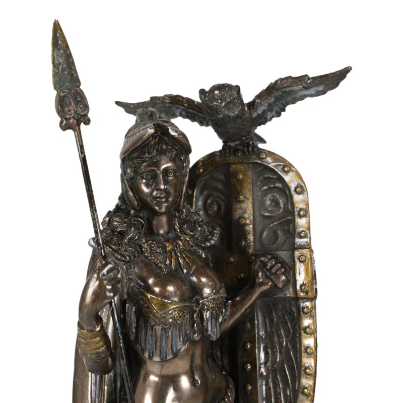 Greek Goddess Athena Wearing Helmet With Spear Aegis Shield And