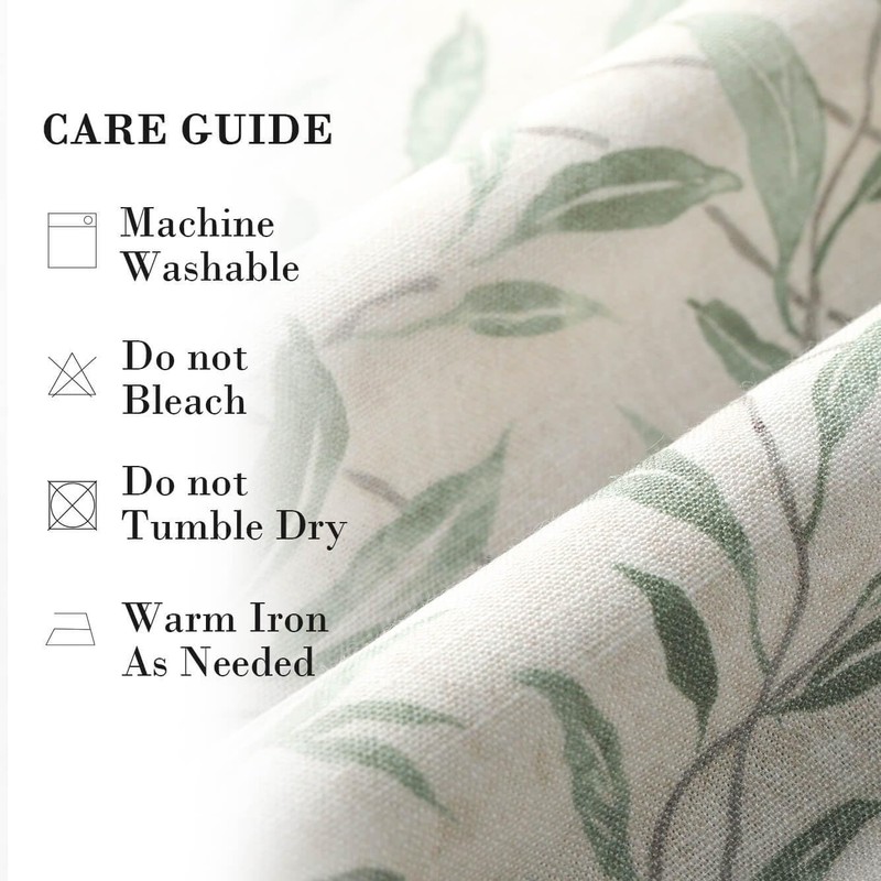 VOGOL Ajustable Curtain Valance, Nature Green Leaf Pattern Soft Touch