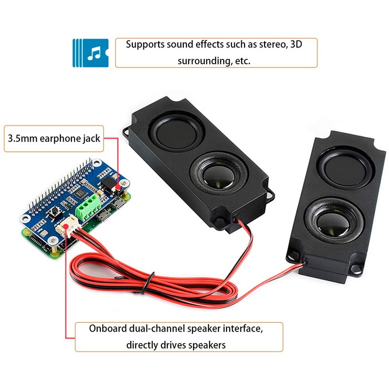 WM8960 Hi-Fi Sound Card HAT Compatible with Raspberry Pi 5/4B/3B+/3B/Pi