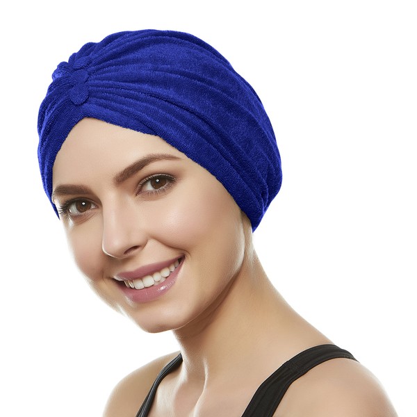 BEEMO Soft Terry Cloth Turban Head Cover- Royal Blue