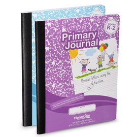 Primary Composition Notebook K-2, Primary Journal Grades K 2, Preschool, 1st Grade, Kindergarten Notebooks, Primary Ruled - 9.75″ x 7.50″ - Sturrdy Covers - 100 Sheets - Assorted Colors - (2 Pack)