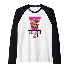 Power Rangers Birthday Girl Dino Fury Pink Ranger Epic Pose Raglan Baseball Tee