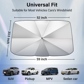 Windshield Sun Shade Umbrella - Foldable Car Window Shades, Reflective Car Sun Shade Windshield, Front Sun Shade for Cars Windshield for Hatchback, Truck, SUV, MPV (55"x31.5")