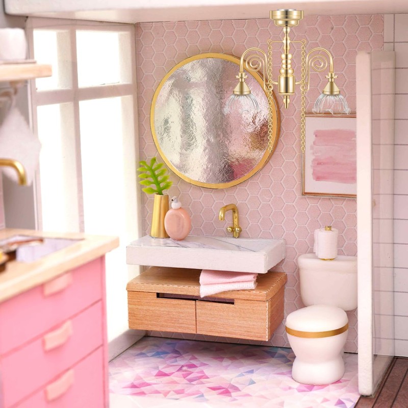 Toyvian Mini Chandelier for Dollhouse: 1/12 Scale Dollhouse Ceiling Light