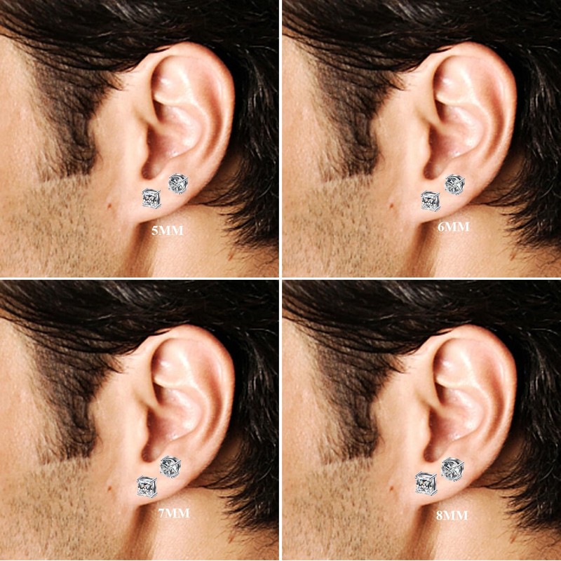 Jstyle 2 Pairs Stainless Steel Magnetic Stud Earrings for Men