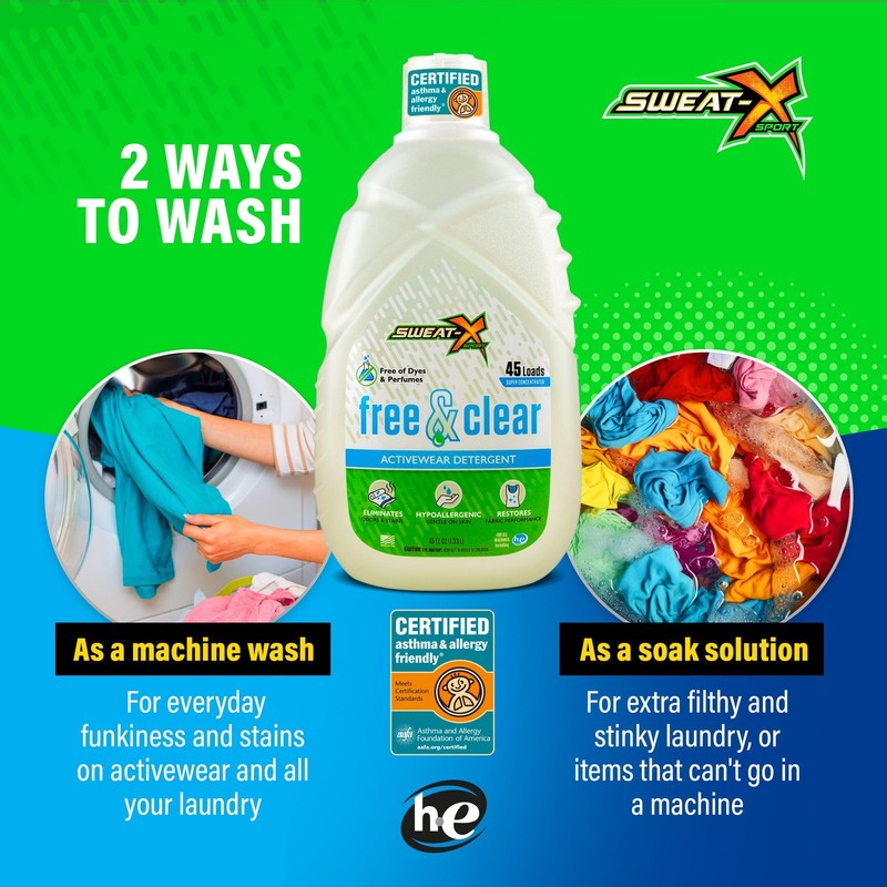 Sweat X Free & Clear Activewear Laundry Detergent – Certified