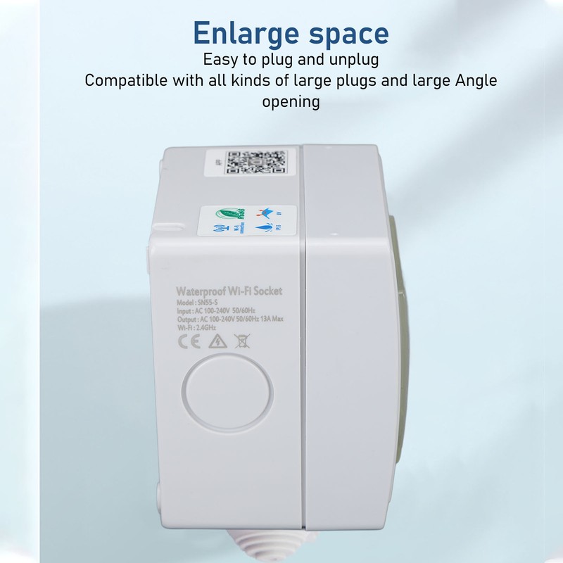 WiFi Smart Socket PC ABS IP55 Waterproof APP Remote Control