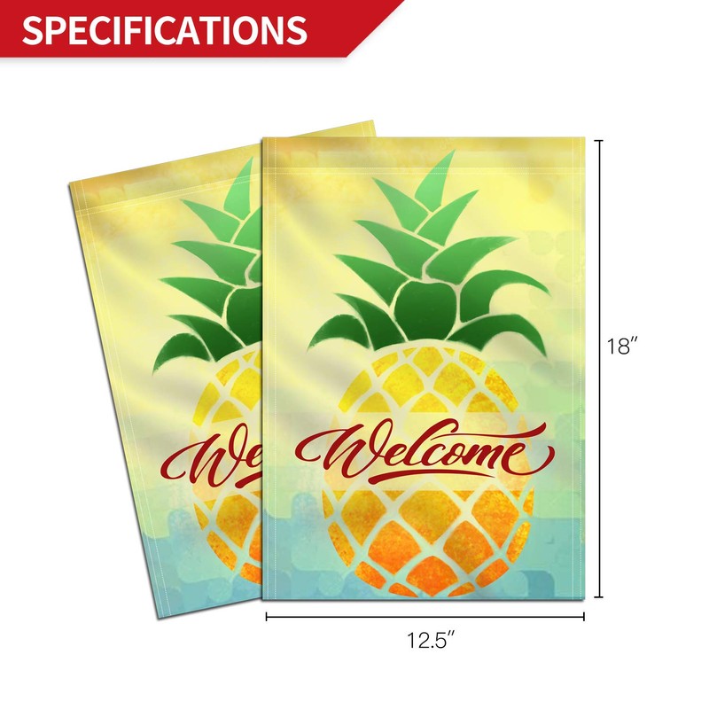 Anley Double Sided Premium Garden Flag, Cartoon Pineapple Welcome Spring
