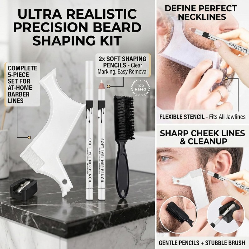 YTAXYZWR Set 5 Pezzi per Modellare Barba e Linee dei