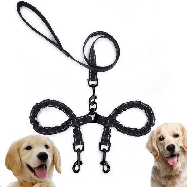 Edipets, Double Lead for Two Dogs, Extendable, Reflective, Anti-Strap, 360°, Tangle-Free, for Dog Training