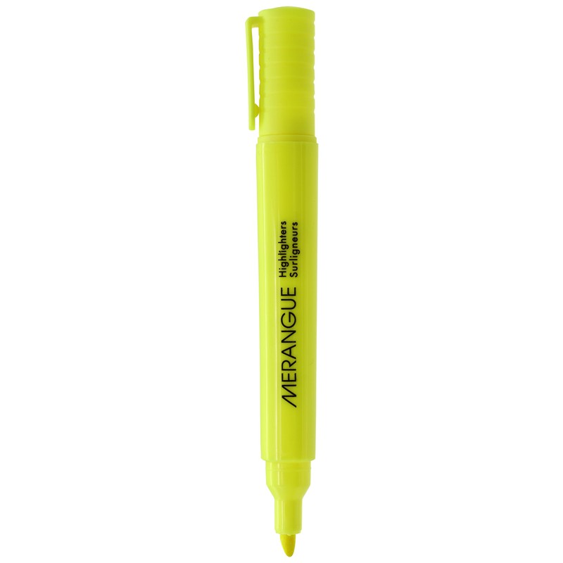 Merangue Tank Highlighters, Chisel Tip, Fluorescent Yellow, 12 Pack