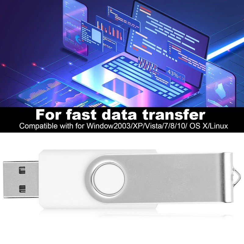 USB Flash Drive Candy White Rotatable Portable Storage Memory Stick