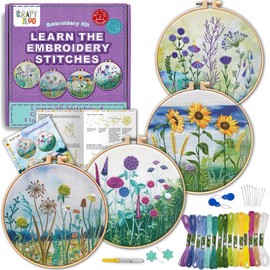CRAFTILOO Embroidery Kit for Beginners Cross Stitch Kits for Beginners Needlepoint Kits for Adults Embroidery Kits for Adults Cross Stitch kit Beginner Embroidery kit for Adults 4 Flowers