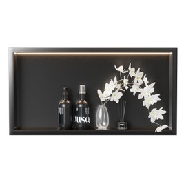 lives Shower Niche, Triple-Tier Wall-Inserted Niche Recessed, Elegant Black LED 24" X 12"X 4" NO Tile Needed Wall Niche Shower for Bathroom Storage Built-in Installation