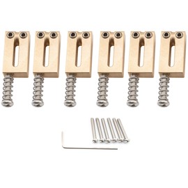 Musiclily Ultra 10.5mm Modern Style Full Brass Offset Saddles for Strat/Tele Style Electric Guitar, Original Color (Set of 6)