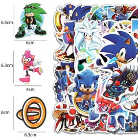 So-nic Children's Stickers, Pack of 100 Sticker Set, Waterproof Cute Stickers for Suitcases, Bicycle, Laptop, Cars, DIY Tattoo, Vinyl Stickers for Children's Birthday Party Bags, Festival Girls