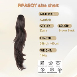 RPAEOY 60 cm Ponytail Hair Extension with Cord & Clips Long Wavy Ponytail Extension Multilayer Hairpiece Synthetic for Women