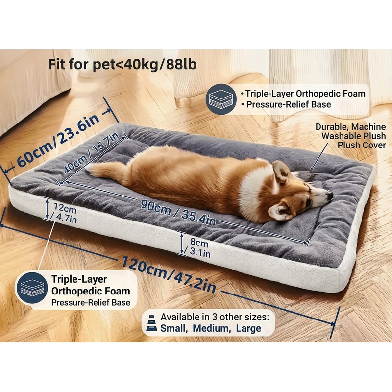 Plush Dog Bed for Crates and Floor Lounging – Soft,