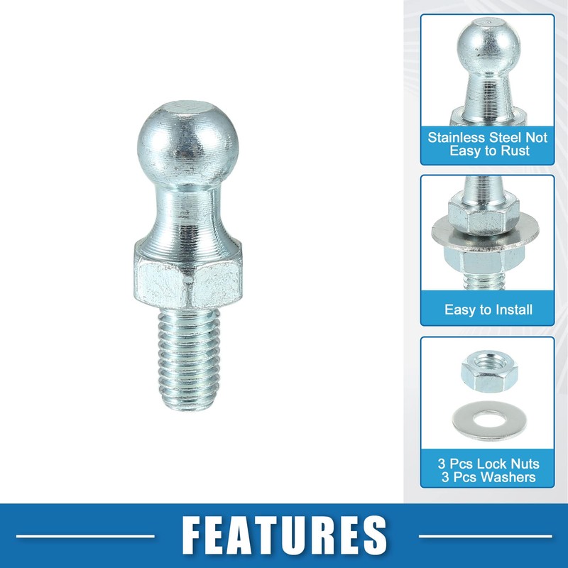 X AUTOHAUX 13mm Car Strut Ball 5/16-18 Thread 5/8" Metal