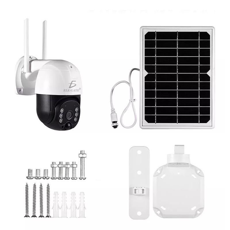 Ele-Gate Kit Cámara De Seguridad + Panel Solar 4g 2mp