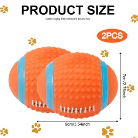 2 Pieces Squeaky Dog Ball Latex Rubber Dog Toy Rugby Ball Chew Fetch Throw Ball Dog Ball for Throwing Fetch Toys for Puppy Dogs Cats Interactive Dog Toys Teeth Cleaning Chew Toy for Hunting Exercise