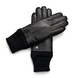 Hand Gewand by Weikert Women's Leather Gloves Made of Lambskin Nappa Lined with Merino Lambskin, with Knitted Cuff on the Wrist - Even Warmer, Women's Lambskin Gloves Brown