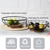 WILDMOS Fruit Basket,black Wire Basket with Acacia Wood Base,large Fruit
