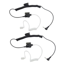 WODASEN Listen Only 2 Pack 3.5mm Acoustic Coil Tube Earpiece Law Enforcement for Speaker Mic Receiver/Listen Only Headset Single Earbud Police Surveillance Radio Ear Piece (Long-Cord-Clear)