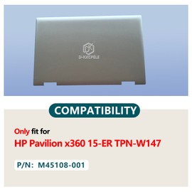 D-KXCPELE New Replacement Laptop LCD Back Cover Top Case Rear Lid for HP Pavilion X360 15-ER Rear Cover M45108-001