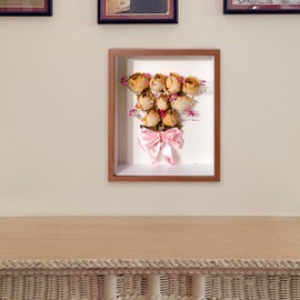 FAVORTALK Deep Box Frames 8X6 Inch Shadow Box Frame 15x20 CM Standing & Hanging Display Case with Plexiglass Top Memory Frame for Memorabilia Awards Medals Photos Memory Box (Walnut433,Depth 5CM)