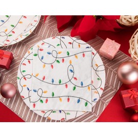 Holiday Light Paper Napkins, Christmas Party Supplies (White, 6.5 x 6.5 In, 100 Pack)