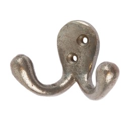 Hammer and Tongs Raw 70mm x 50mm Double Coat Hook - Cast Iron Vintage Antique Wall Mounted Hanger