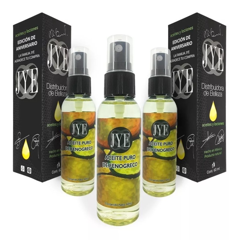 JYE 3 Botellas De Aceite Natural Jye Fenogreco Puro 180ml