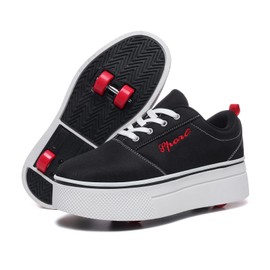 Joyfultime Boys and Girls Canvas Roller Skates Shoes, Outdoor Detachable 2 in 1 Kids Shoes White Black