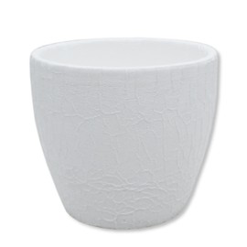 DARO DEKO Flower Pot Round Ceramic Planter Diameter 11 x 9.5 cm White Crocodile