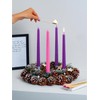 Christmas CANDWAX 12-Inch Dripless Taper Advent Candles Set - Purple