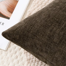 JOTOM Set of 2 Cushion Covers 60x60 cm Soft Chenille Brown Decorative Throw Pillow Covers 24x24 Inch Square Cushion Case Solid Pillowcases for Couch Sofa Living Room Bed Home Decor (Brown)