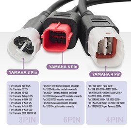 Merendetee 3-in-1 OBD2 Adapter Cable: 16 Pin to 6/4/3 Pin OBD Diagnostic Cable for Honda, Guzzi, Kawasaki, Suzuki Motorcycles,obd1 Scanner