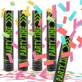 dellyy Confetti Cannon x 4, XXL Confetti Cannon, Biodegradable, Confetti Cannon, Wedding, Party Popper, for Wedding, Party, Birthday, New Year's Eve (Colourful)
