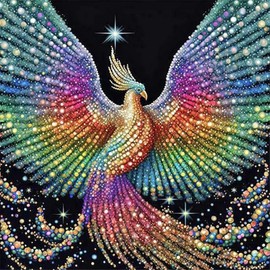 JFYHAB 5D Phoenix Diamond Painting Kits for Adult, Fire Phoenix Full Drill Round Diamond Cross Stitch Colorful Painting by Number Rhinestone Embroidery Arts Craft Diamond Art 12x12 inch
