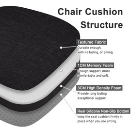 baibu 14x14 Inches Metal Chairs Cushions with Ties Set of 2, Non-Slip Metal Dining Chair Pads Kitchen Chair Cushions with Machine Washable Cover - 2 Cushions Only (Black, 14x14x1.5in)