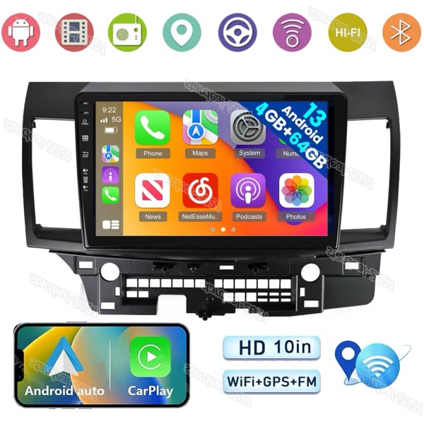 Unbranded 10" Carplay Android13 For 2008-2017 Mitsubishi Lancer Car GPS