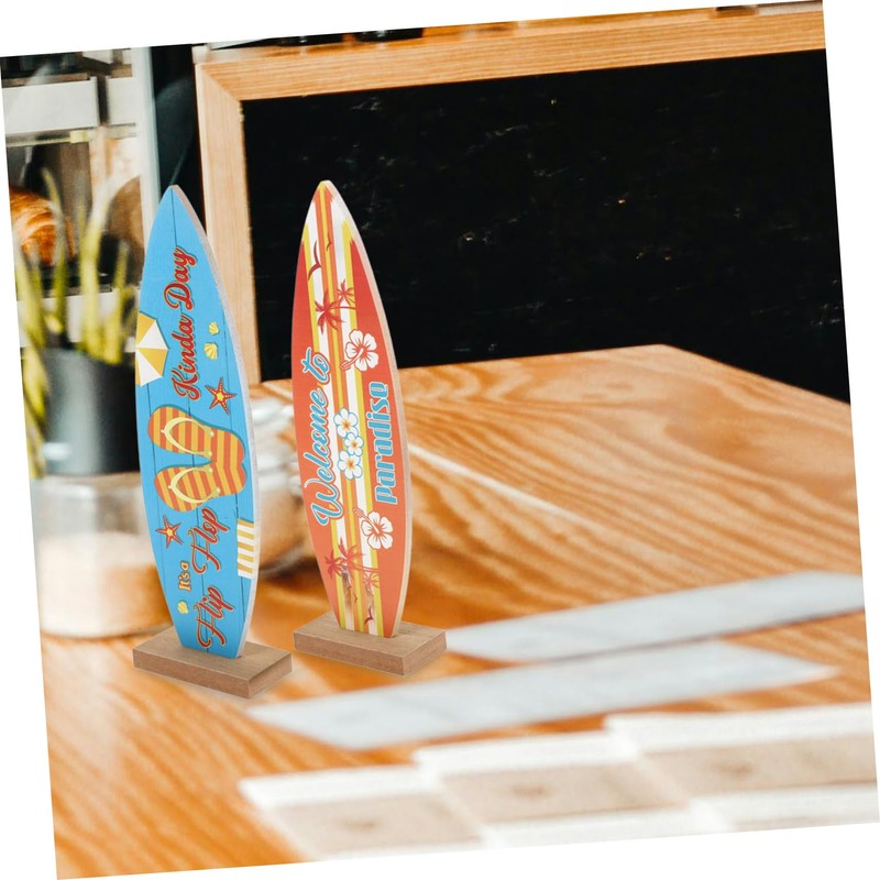 UKCOCO Set of 4 Wooden Surfboard Table Signs 8.3" Summer