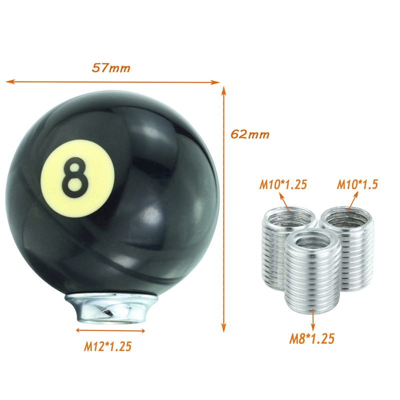 Lunsom Round Shift Knob, 8 Billiard Gear Shifter Lever Head