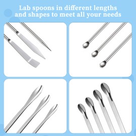 Laboratory Spatula Stainless Steel Lab Spoons Micro Spoon Spatula Sampling Spatula Set Double Head Laboratory Spatula for Powder Gel Caps Filler 15 Pieces Silver