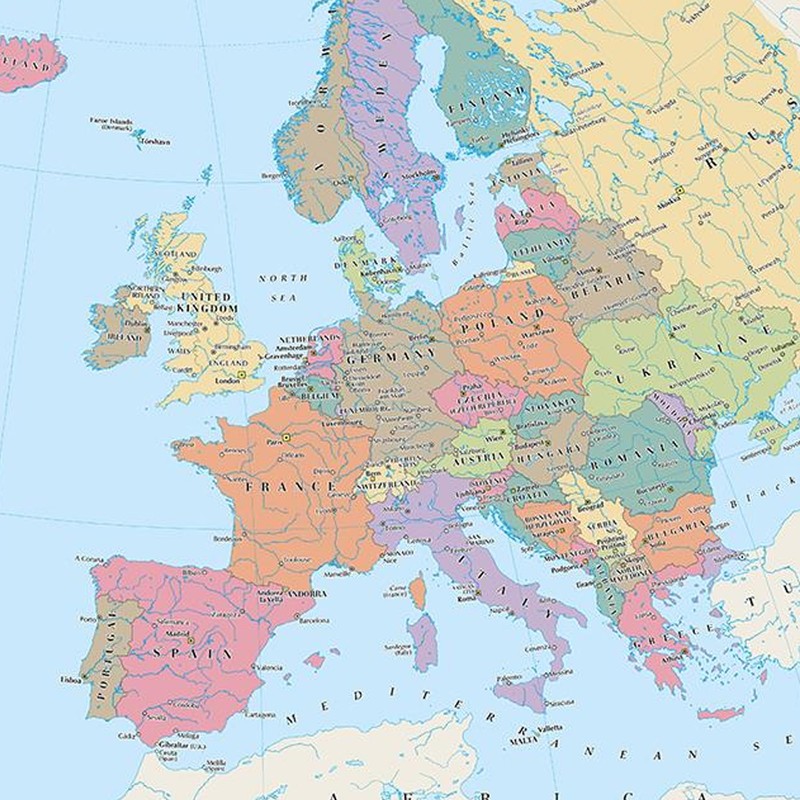 Europe Political Boundaries Map With Capitals Borders, Capitals & Cities