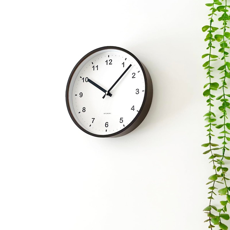 KATOMOKU plywood wall clock, brown, sweep (continuous second hand) km-35M